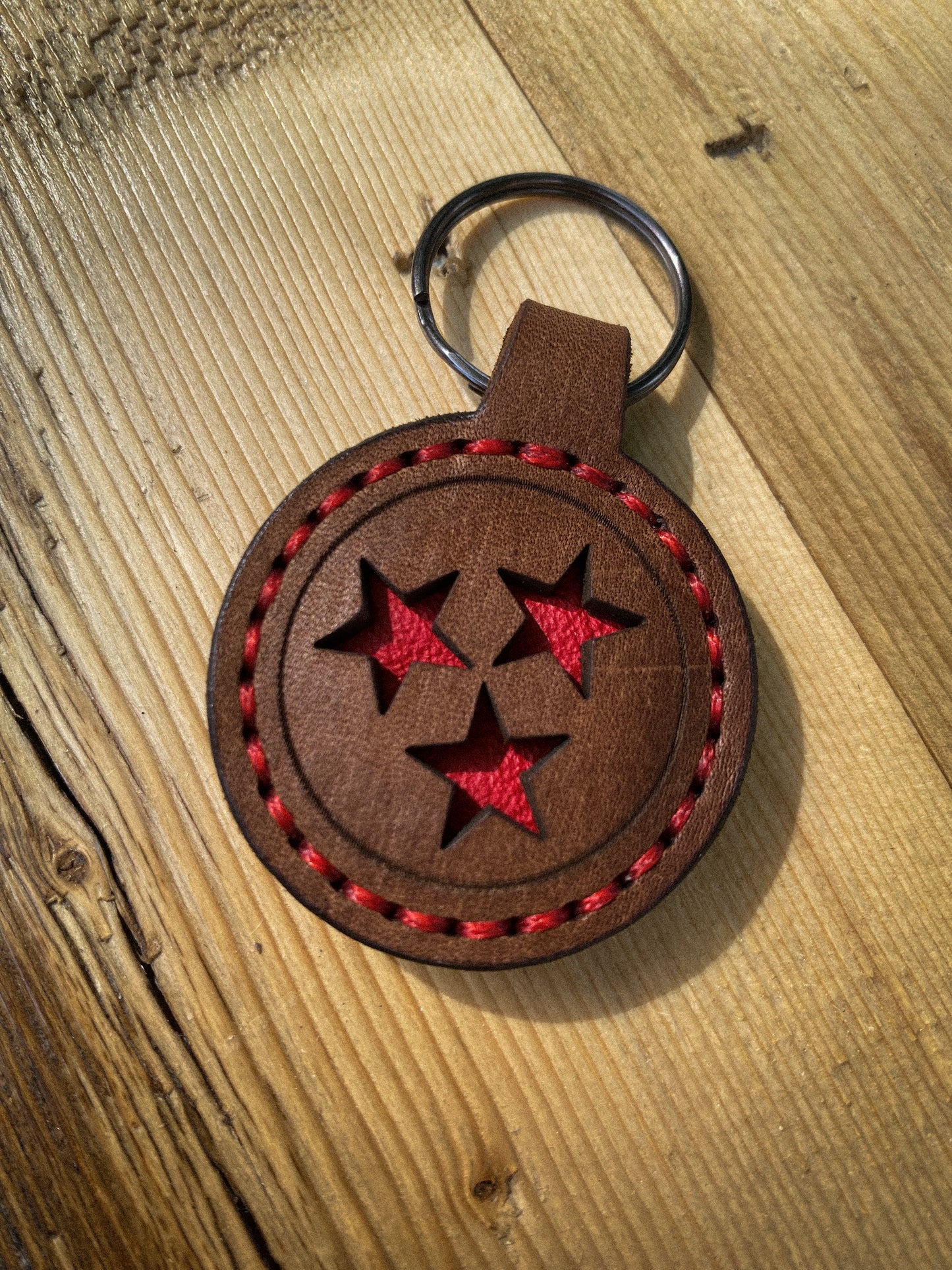 Tennessee Tri-Star Leather Keychain