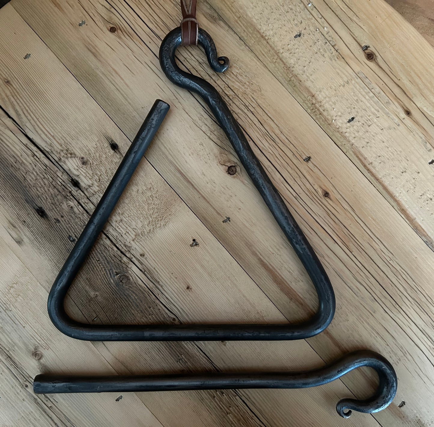 Hand Forged Dinner Triangle-Blacksmith Made Chuckwagon Bell