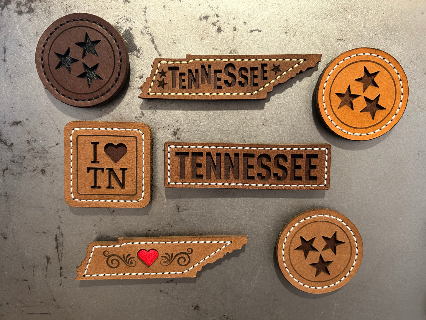 Tennessee hand-stitched leather magnets from the Hutton Forge Hand Stitched Magnet Collection.