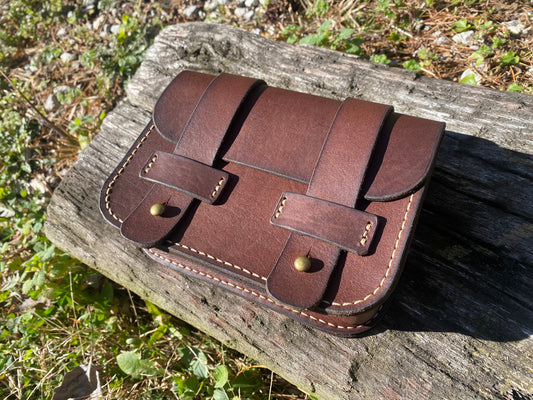 Leather Belt Pouch with two belt loops - hand stitched