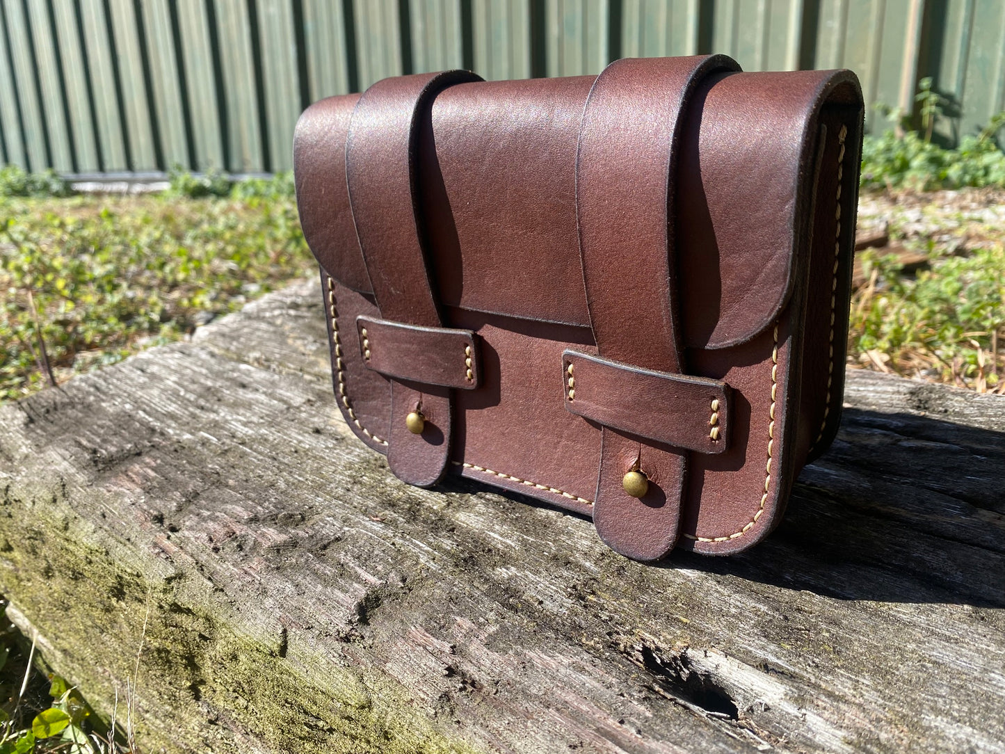 Leather Belt Pouch with two belt loops - hand stitched