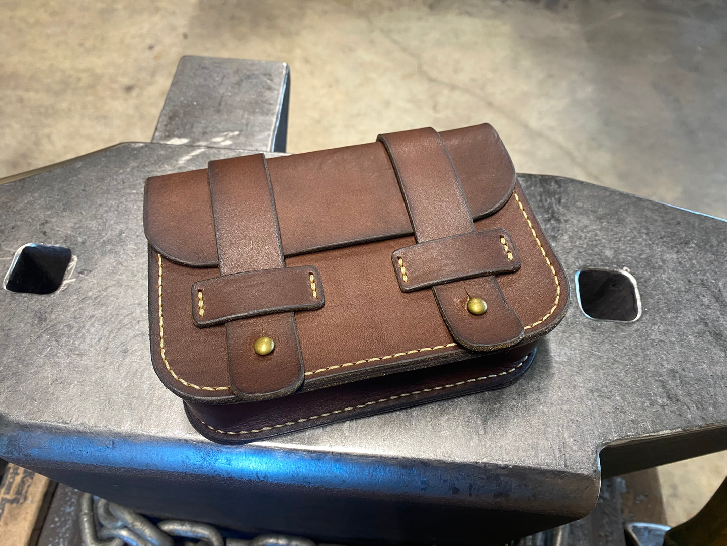 Leather Belt Pouch with two belt loops - hand stitched