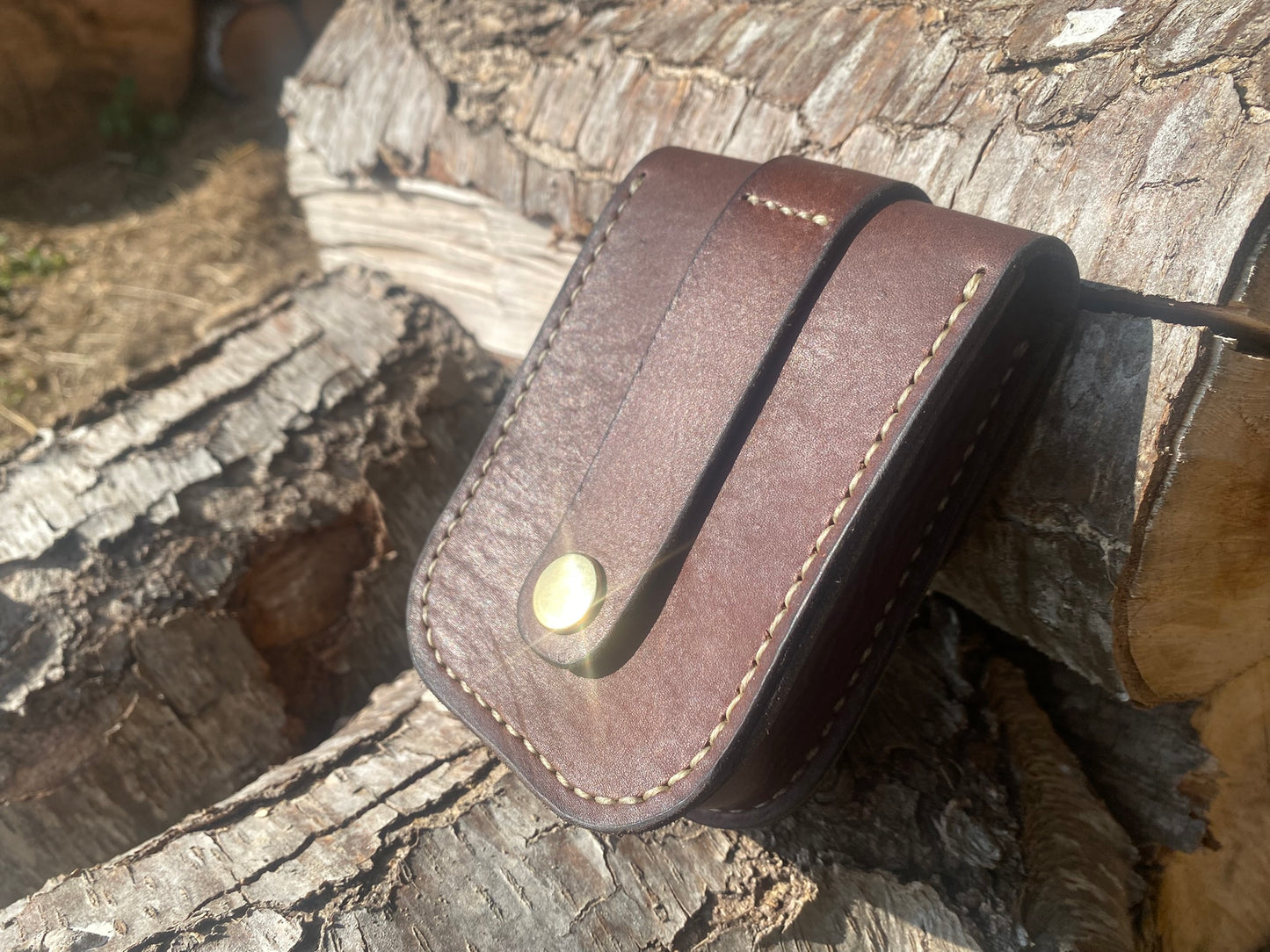 Handmade Leather Pouch with Belt Loop – Hand stitched