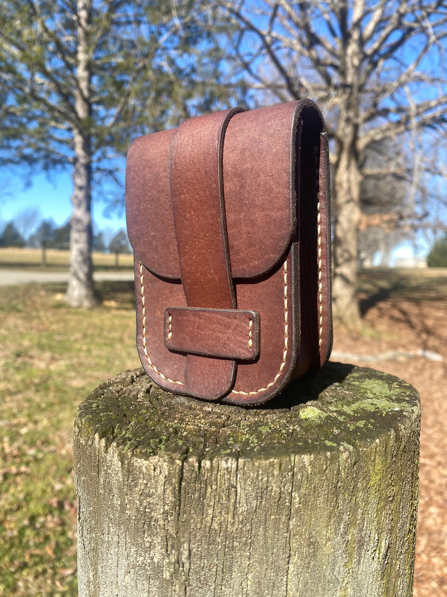 Handmade Leather Pouch with Belt Loop – Hand stitched