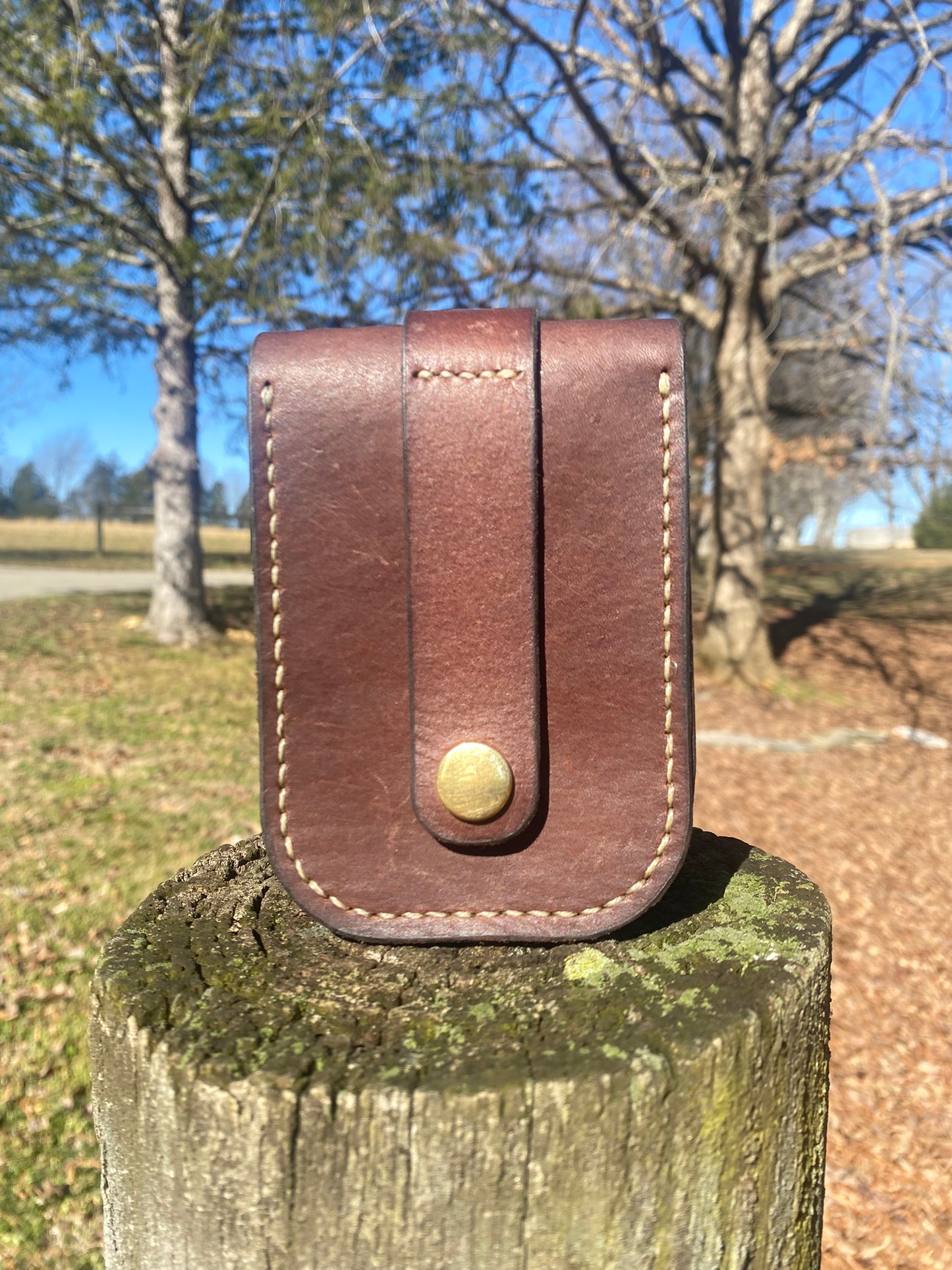 Handmade Leather Pouch with Belt Loop – Hand stitched