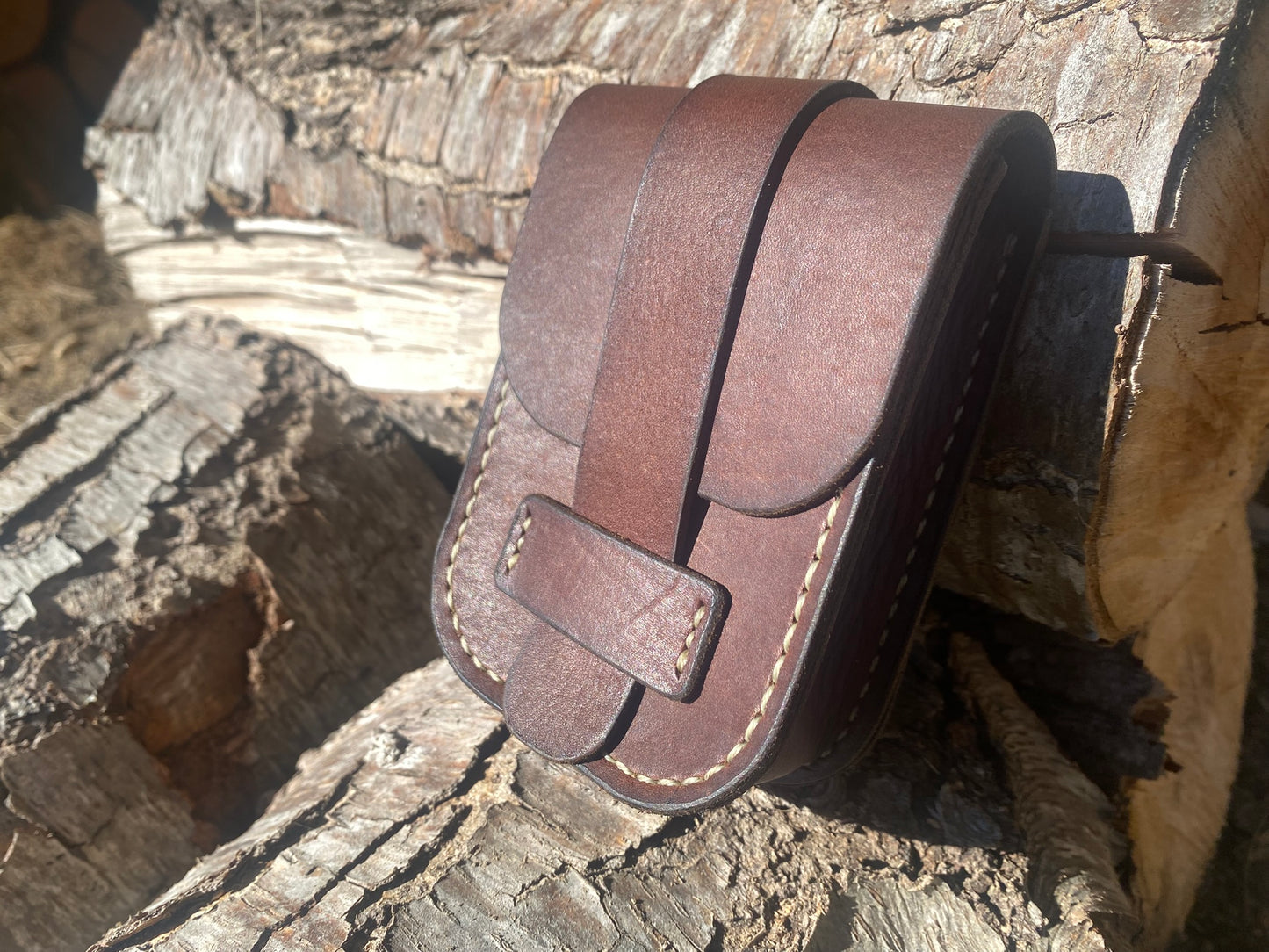 Handmade Leather Pouch with Belt Loop – Hand stitched