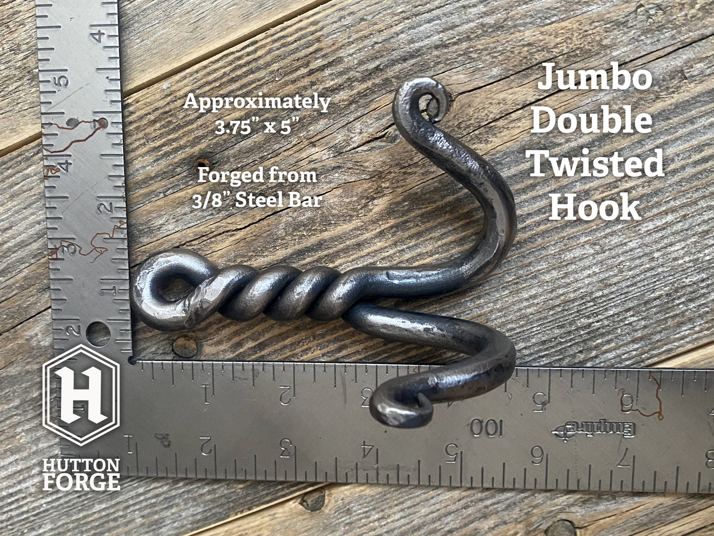 Jumbo double twisted hook by ruler.