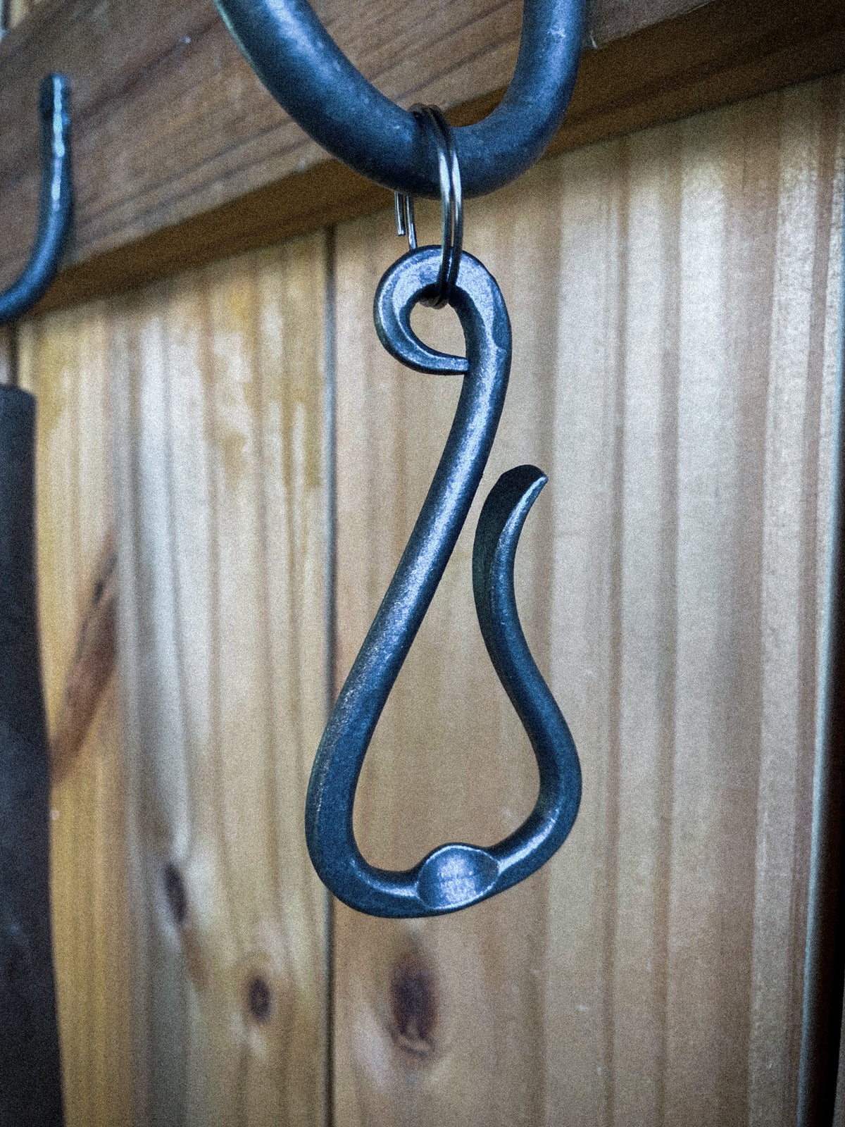 Hand-forged bottle opener keychain, blacksmith made by Hutton Forge.