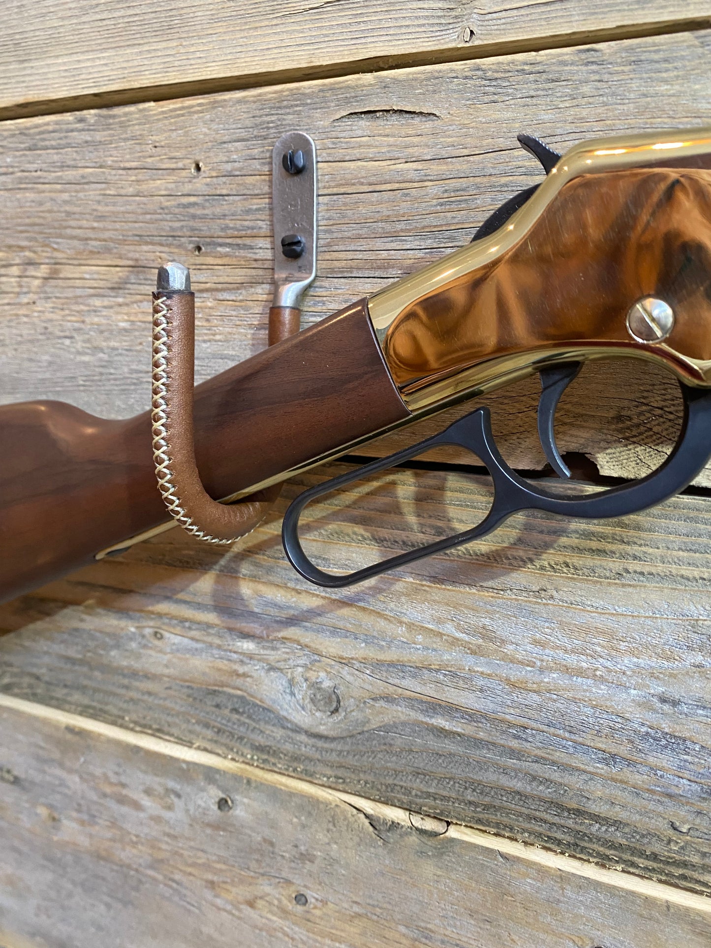 Rustic Leather Wrapped Gun Hooks (Set of 2)