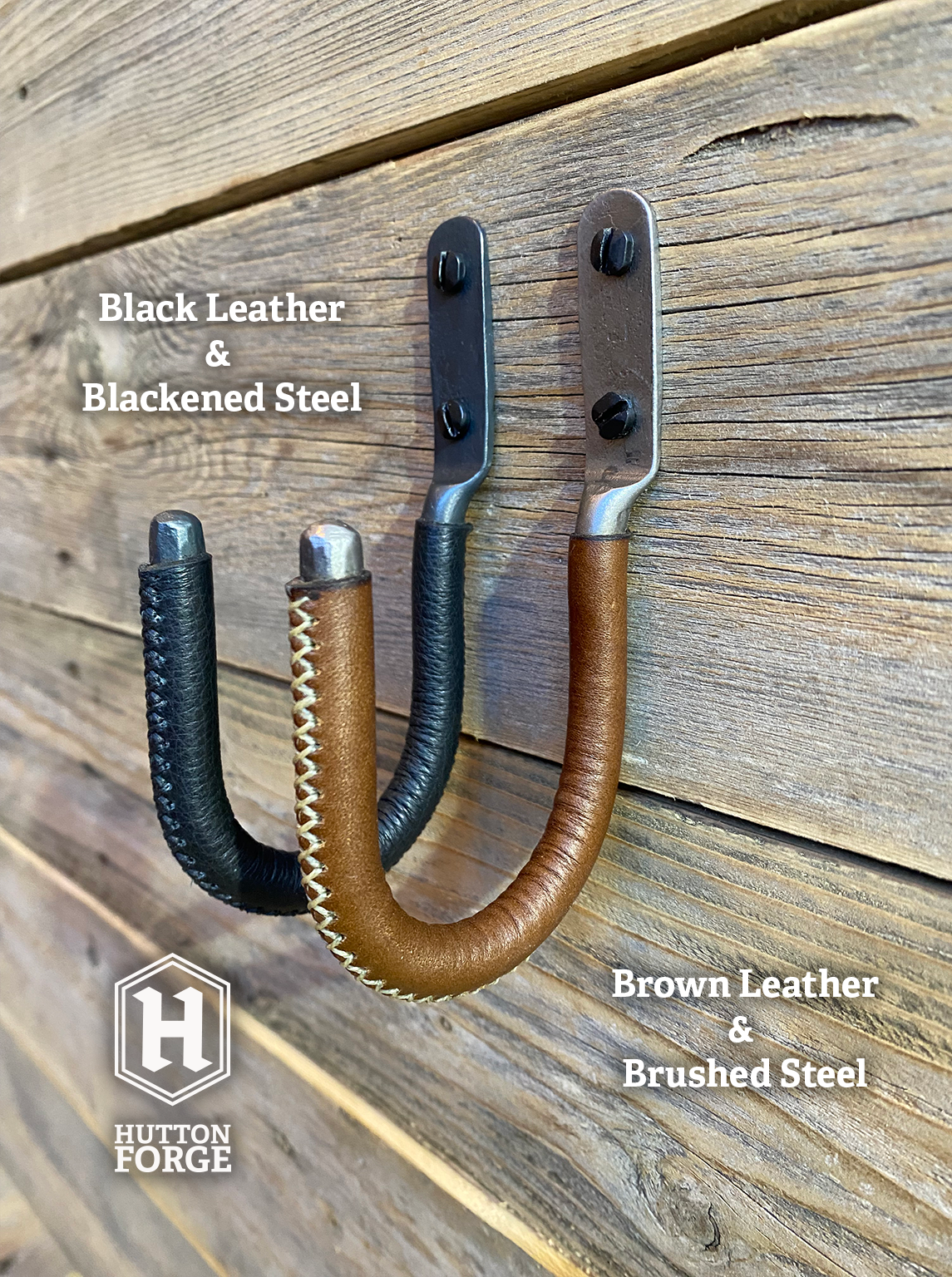 Rustic Leather Wrapped Gun Hooks (Set of 2)